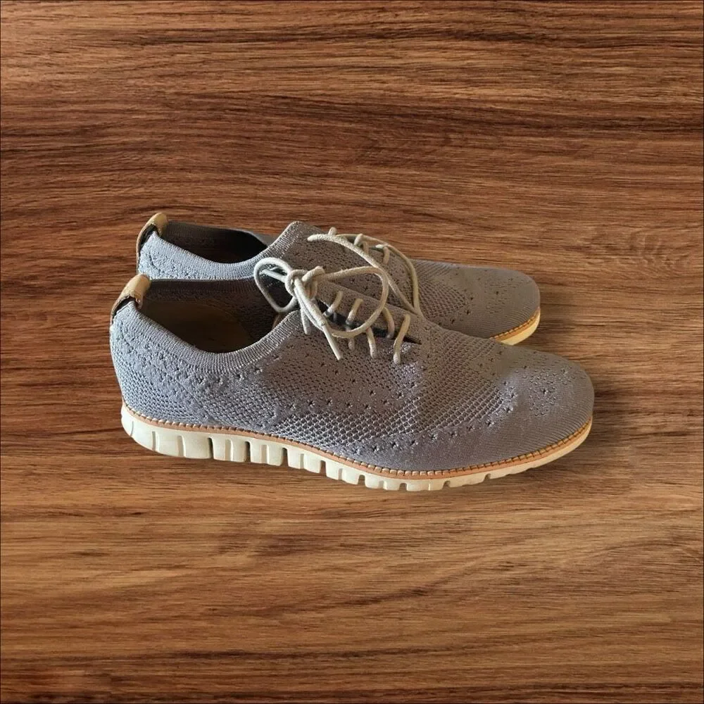 Cole Haan Mens blue GreyZerogrand Stitchlite Wingtip Oxford Shoes Size 10